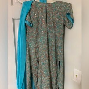 Lovely silky salwar with sequin detail and scarf